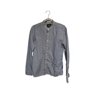 Scotch‎ Soda Men's Blue Gingham Mandarin Collar Button Down Shirt Regular Fit